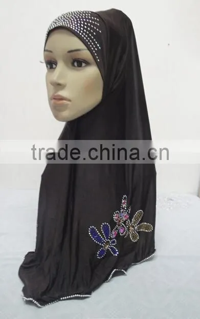 H251 latest muslim hijab with rhinestone and crystals