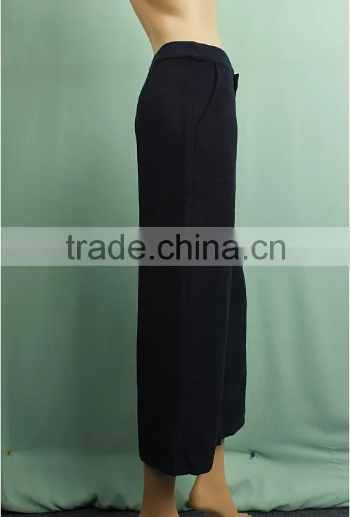 Plain dyed OEM service formal wear women 100% cotton 3/4 pants