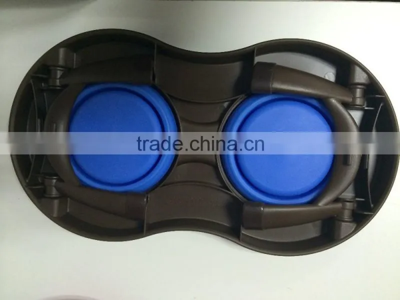 collapsible double silicone pet bowl 100% Food Grade Non-toxic foldable