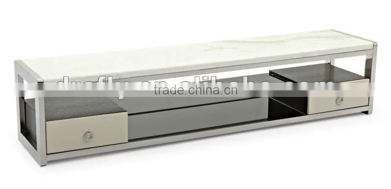 Glass TV cabinet with drawers