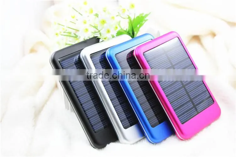 Aluminium material solar charger with 4 LED indicator, colorful mobile solar charger, company promotion gift solar power bank