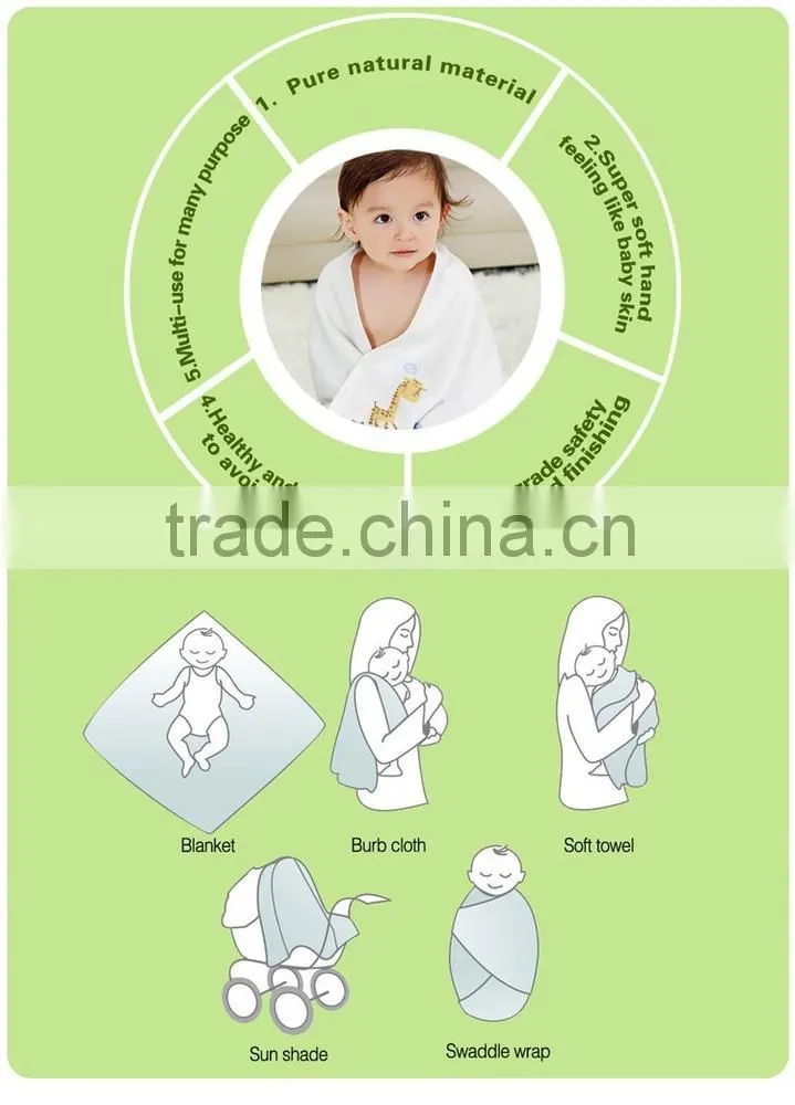 MS-24 Anti-bacterial Good Breathable Cheap Swaddle Blanket Printed Muslin Cotton Cloths Baby Towel