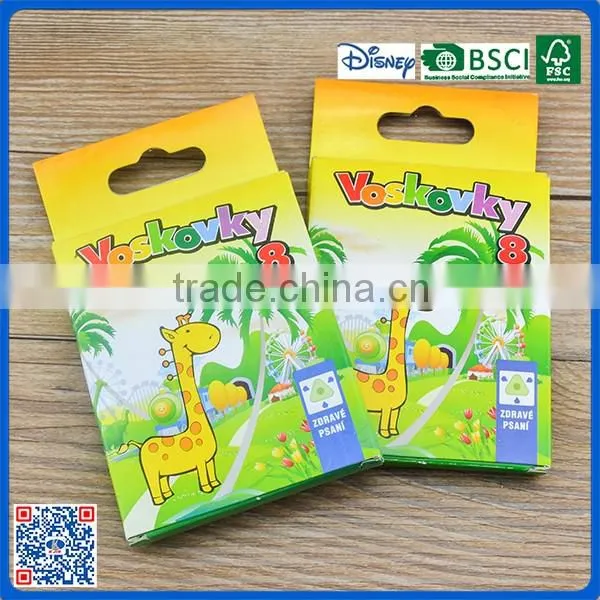 Wholesale environmental school 8 color crayon into paper box for art