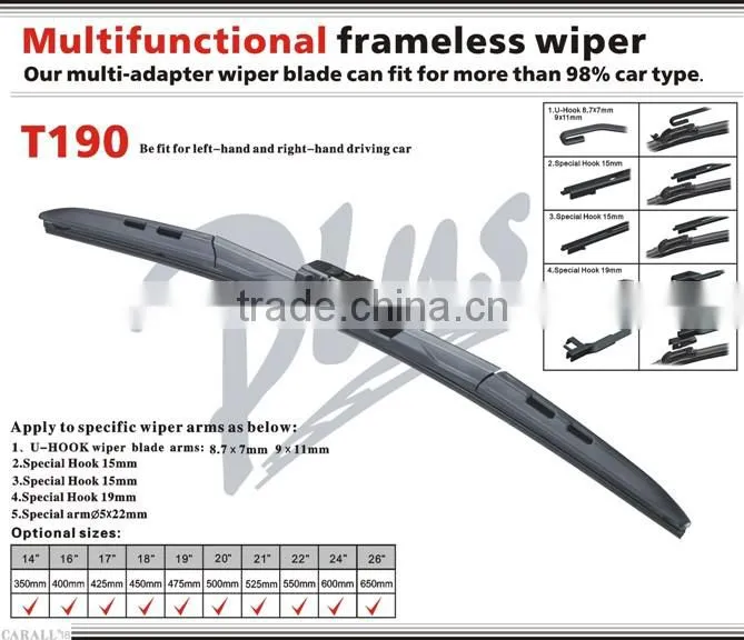 Car auto part car accessories hybrid Multifunctional BV windshield wiper bladeT190