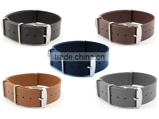 New arrival leather nato strap with stainless steel buckle strap , 20 mm is available