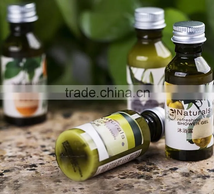 High quality PET bottle for hotel shampoo lotion/30-50ml empty cosmetic tubes and bottles with aluminum cap