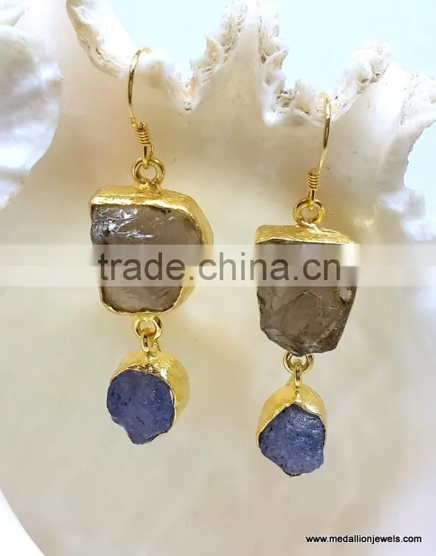 Green Kyanite Multi Stone Rough Gemstone Earrings, 925 Solid Sterling Silver Earrings, Dangle Designer Raw Earrings