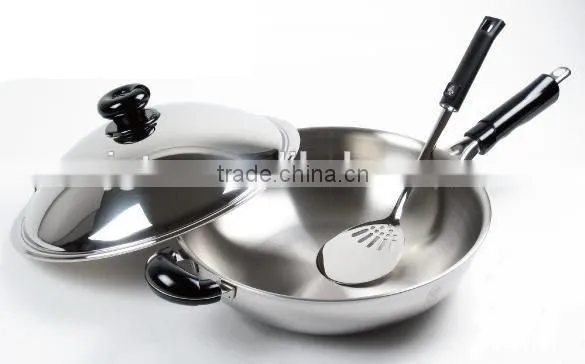 Chinese wok / stainless steel kitchen utensil / no coating cooking tools / induction holloware