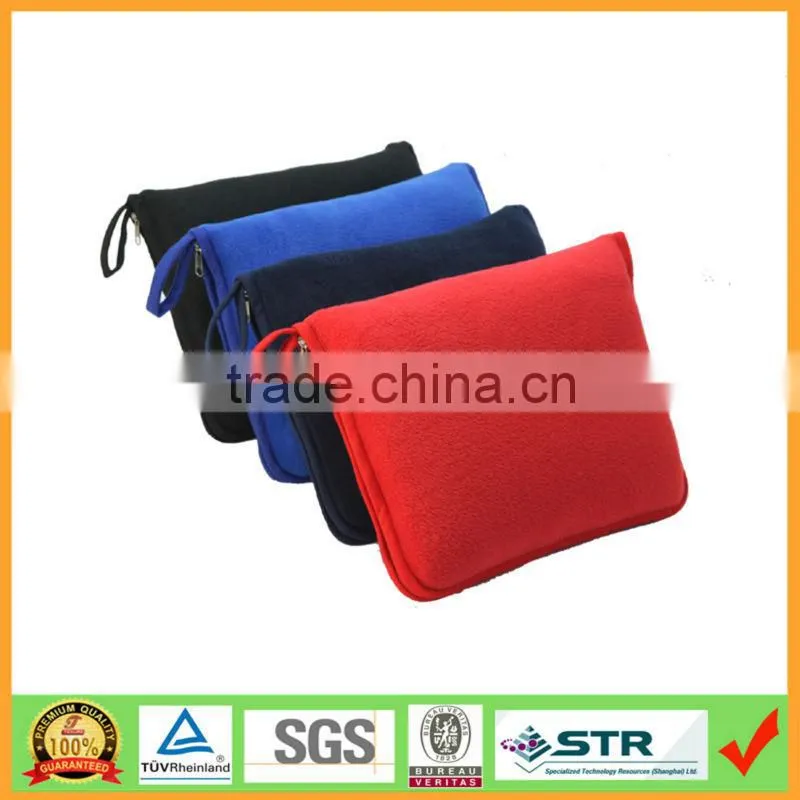 All Season Roll Up Solid Color Polar Fleece Travel Blanket with Carry Handle