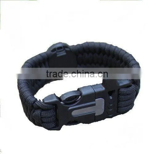 Paracord Survival Bracelet Compass/Fire Starter/Whistle Camping Gear