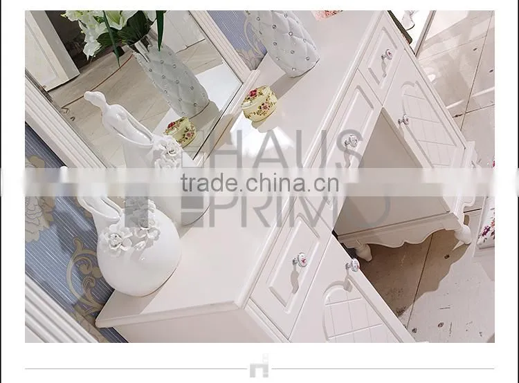 Hongjin E1 Grade White Painted Wood Korean Style Home Furniture Sets