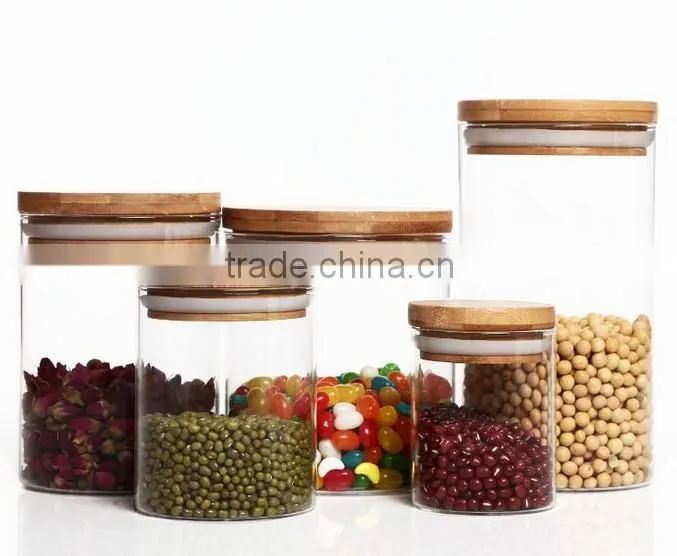 High quality borosilicate glass storage jar with lid