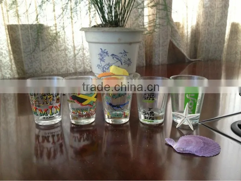 wine glass cup with paper decal logo