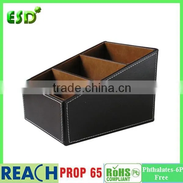 PU Leather Desktop Storage Box for Remote Control Mobile Phone Cosmetics Office Supplies Holder Collection Desk Organizer