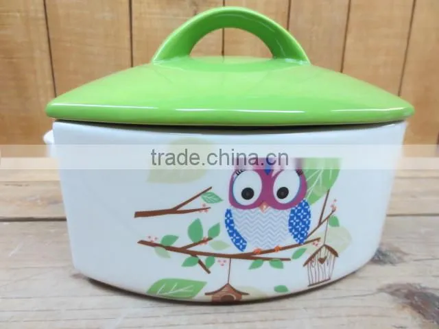 New owl big cup with sugar pot and saucer set tea set