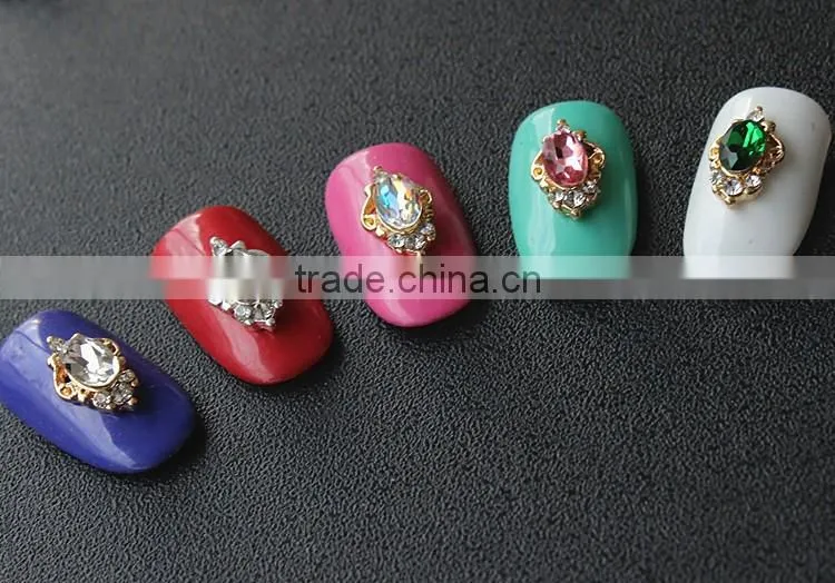 no fading color high opal rhinestone crown pearl setted crown oval pending metal charm for nail art