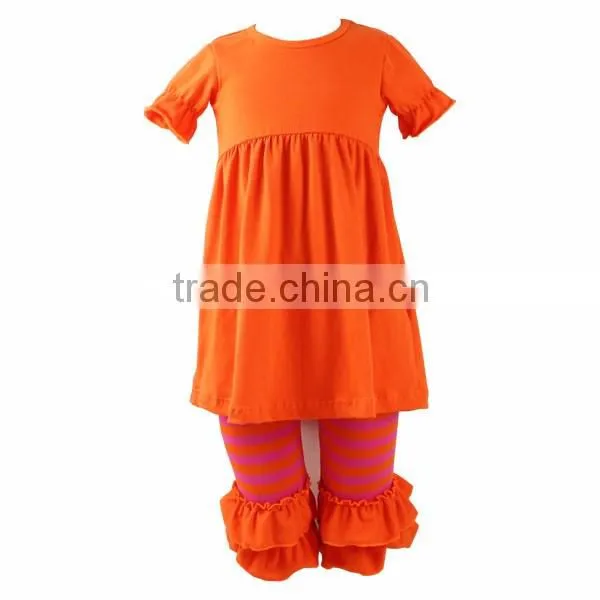 2016 kaiyo wholesale fall boutique girl clothing orange Helloween sets children clothing 2016