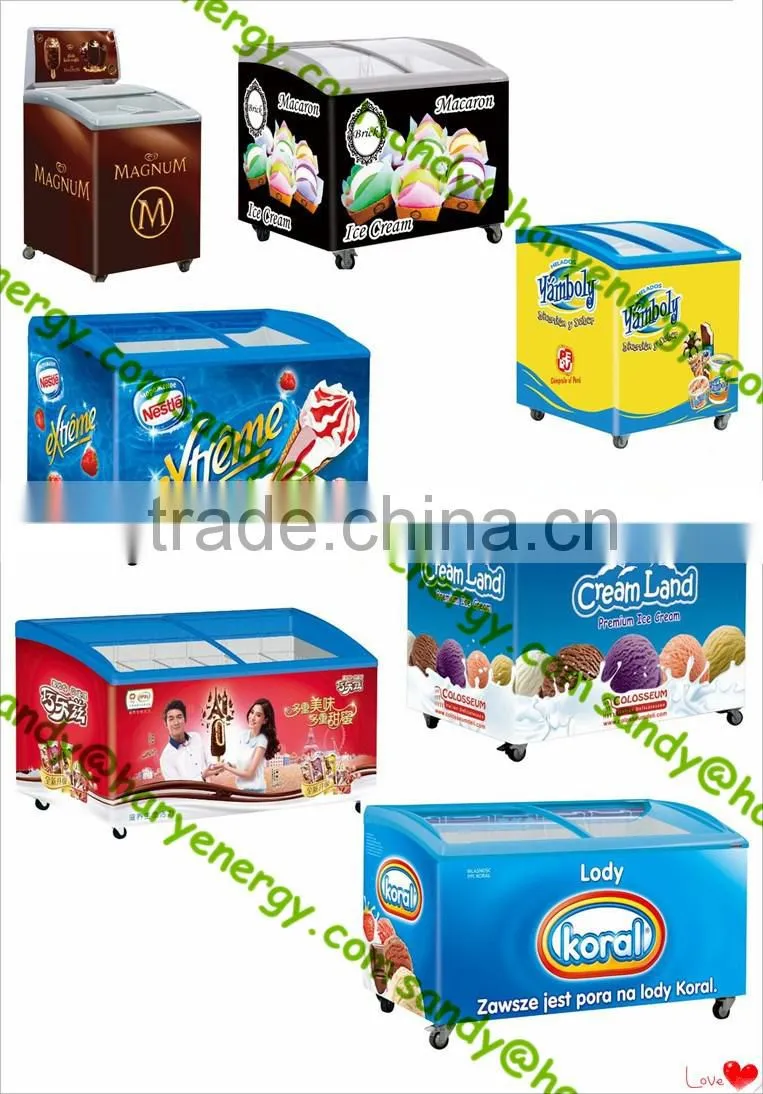 new 158L small ice cream display freezer for supermarket