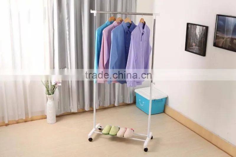 Movable clothes hanger extensions single rod