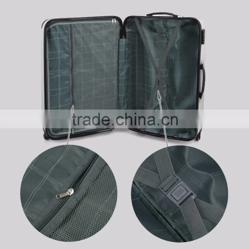 New 3PCS Silver Carry On Luggage Set Trolley Suitcase Travel Bag Spinner ABS PC