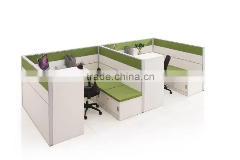 Aluminum frame design workstation 2 person wooden office cubicle (HX-PT630)