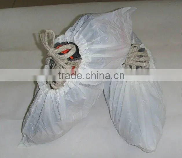 White CPE shoe covers disposable medical use