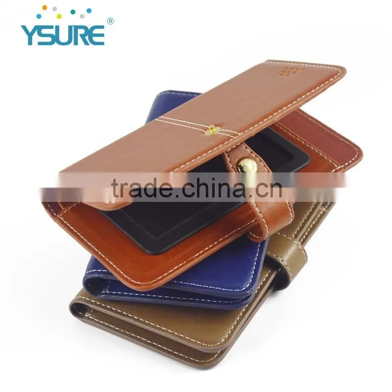 2016 New Products Colorful Style PU Leather Wallet Cases for Universal Mobile phone with many Card Slots