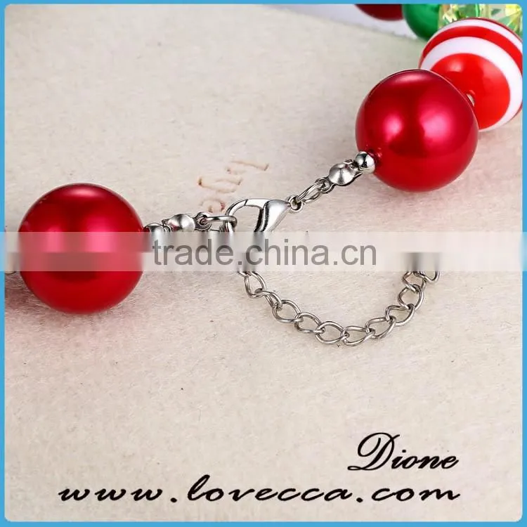 Handmade Christmas Stretch Bracelet With Snowman Hat painted Glass Bead