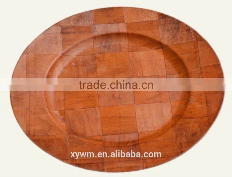 China Wholesale Red Wooden Woven Dessert Plate