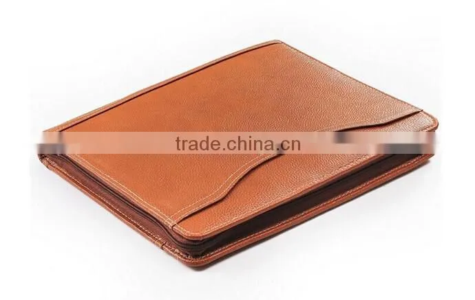 High quality leather document portfolio folder with holder for tablet and mobile phone