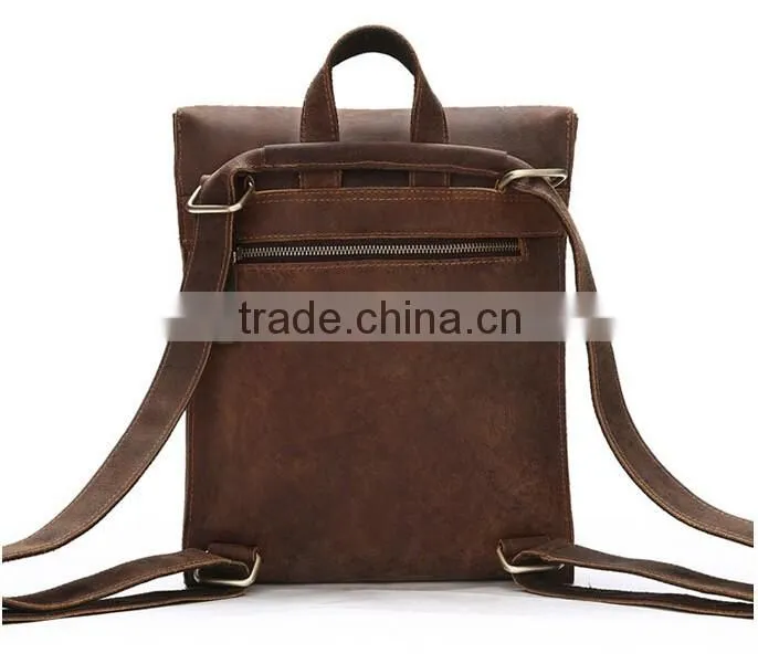 Manufacturer Wholesale Genuine cowhide leather school backpack bag