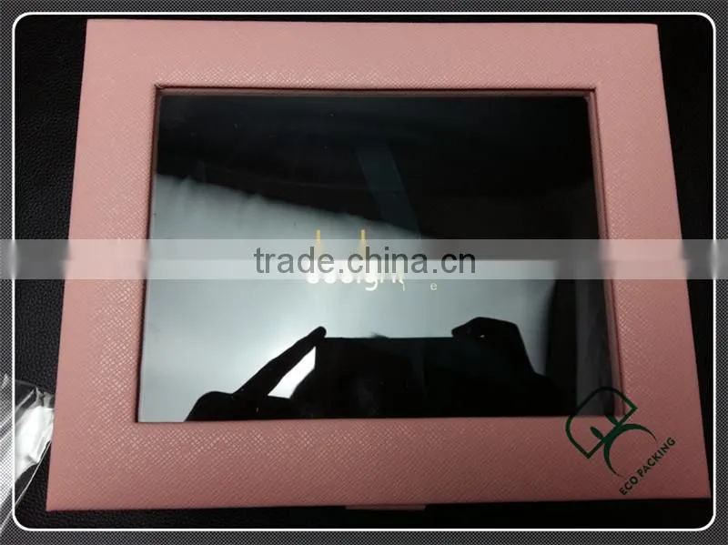 Leather Pink cute big gift wood box with clear window