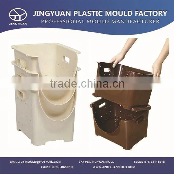 Taizhou OEM plastic household fruit storage crate mould supplier,commodity injection vegetable stackable basket mold manufacture