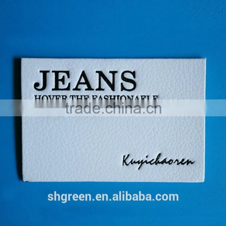 Vogue jeans true leather patch with shiny gold logo