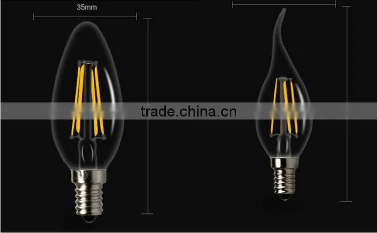 Power saving 2W 4W Dimmable Filament Bulb with E14/E12 Based