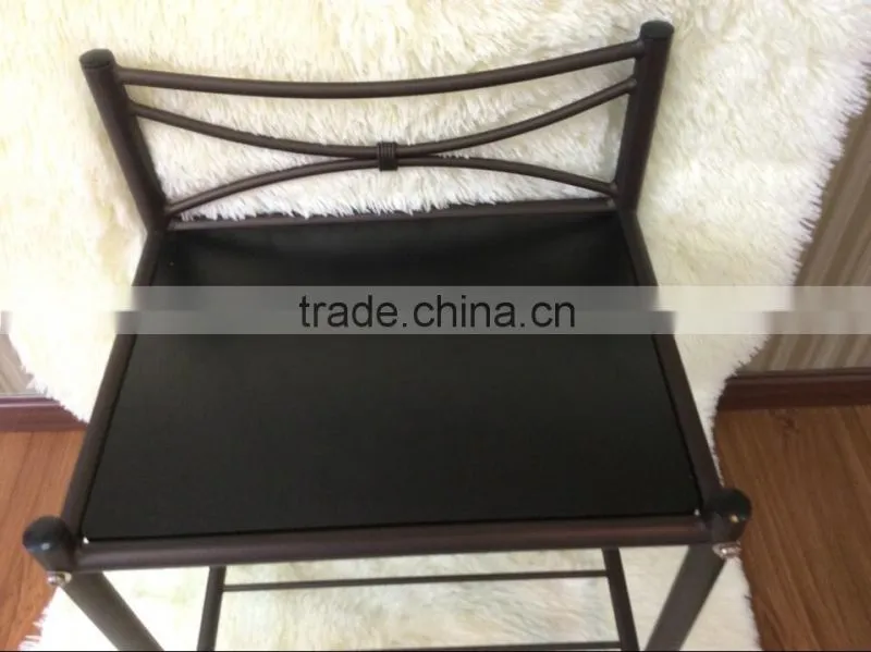 New Black Finish Metal Night Stand Accent Table with 2 Shelves