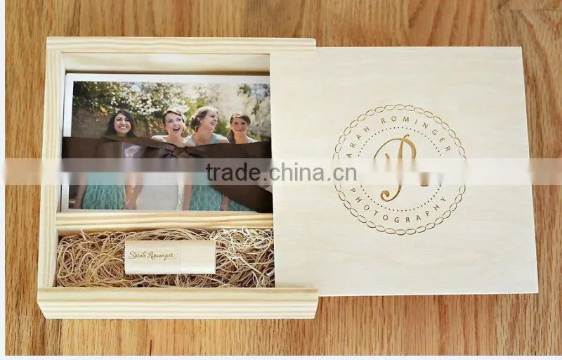popular wedding gift Gift Wooden USB Sticks New Custom Wooden box Silk Print logo usb 2.0 memory flash stick pen drive