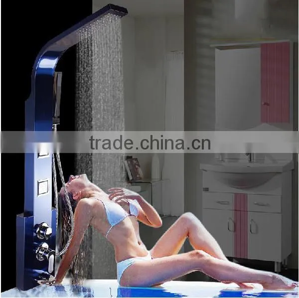 shuikou faucet factory square shower panel, bathroom massage shower panel, themostatic brass/stainless steel shower set