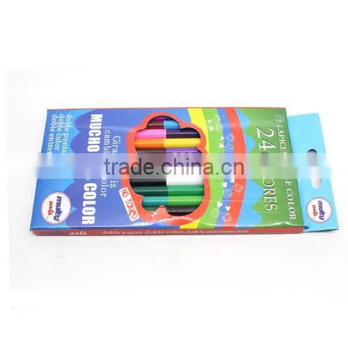 7" double color pencil set wooden double end color pencils