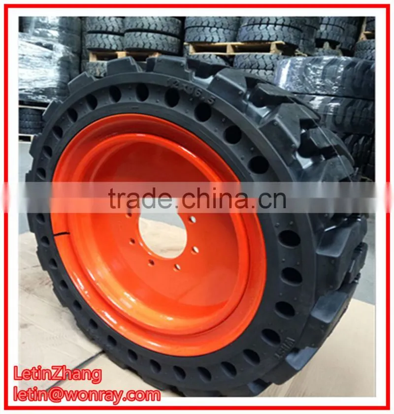 Superior quality china solid tire press mac factory price 10x16.533x10-16 tractor tire skid steer solid tires with long warranty