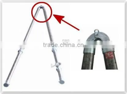 Aluminum alloy A-shape tubular gin pole with manual winch for small pole erection