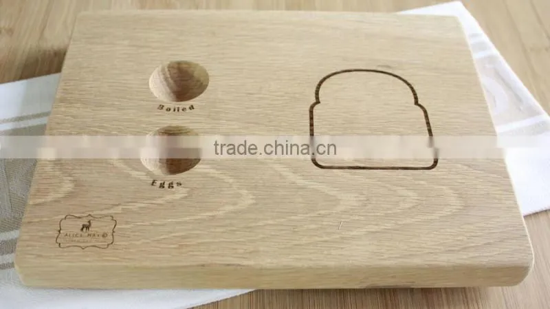 Wooden Bread Cutting Board Wooden Dessert Plate with Egg Holder
