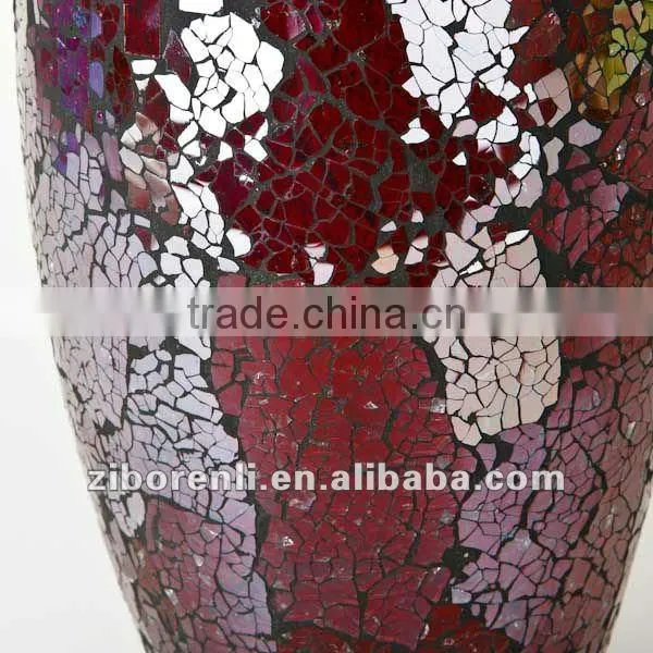 Shinning Red Glass Mosaic Handmade Crack Glass Vase