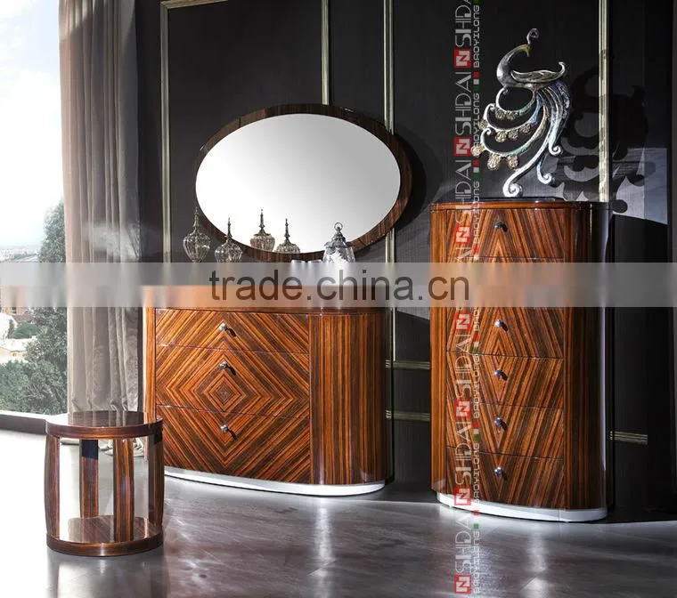 Wood double bed designs with box, Royal luxury bed room furniture