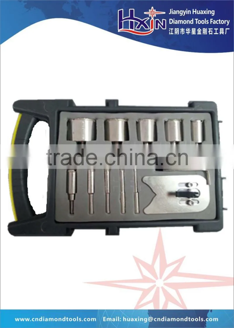 Electroplated Diamond glass core drills bit set/Electroplated diamond hole saw bits set for hard concrete