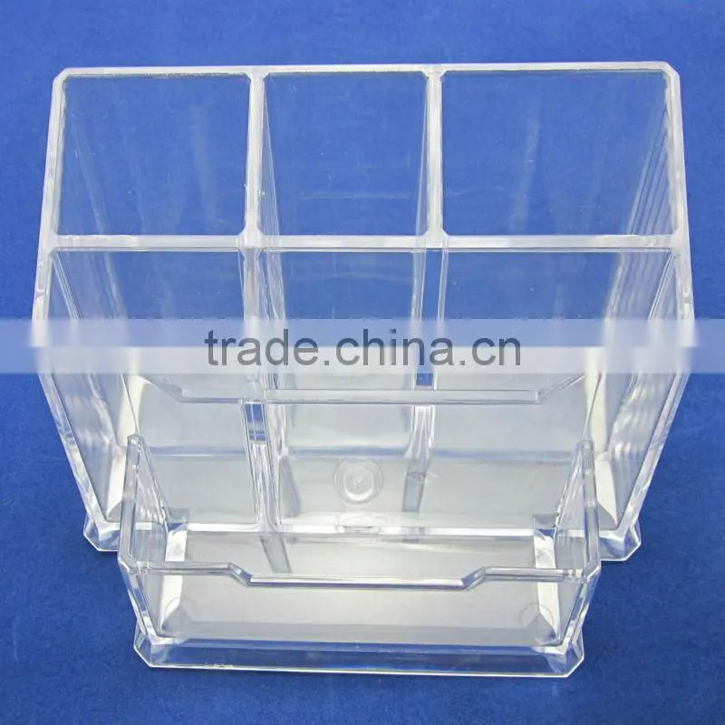 Deskstop transparen multifunction plastic pen holder