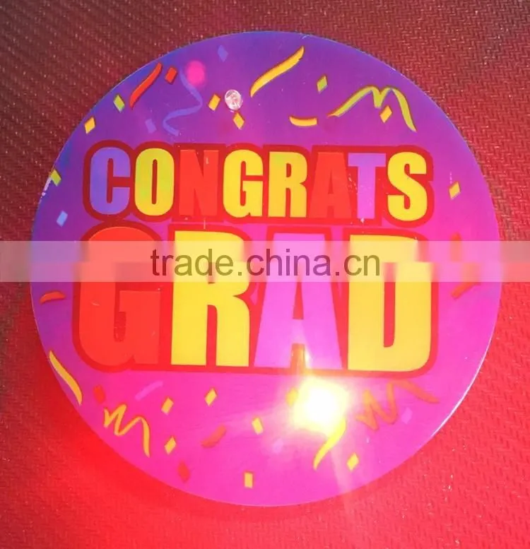 2017 HOT sale birthday party decorations led flashing badge for promotion