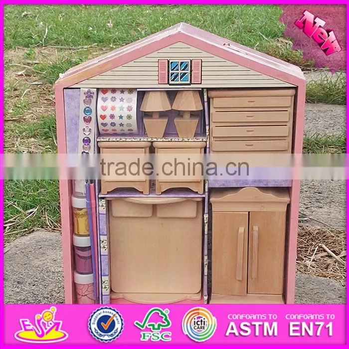 2017 Best kids doll furniture toys wooden coloring toy for sale W03A085-S