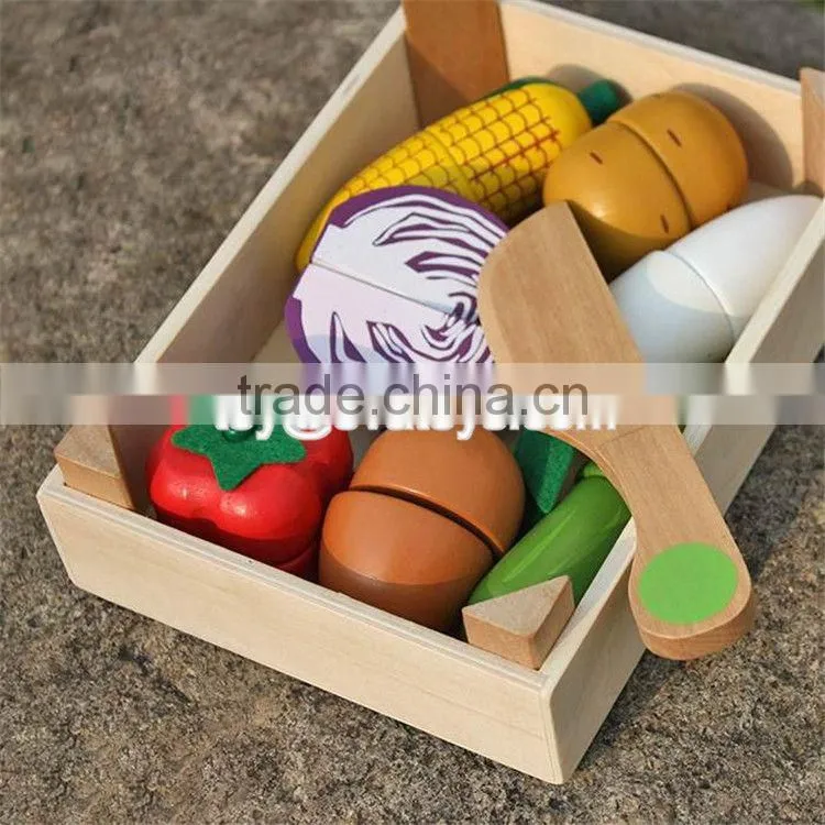 Pretend play kitchen toys wooden toy cutting fruit for kids W10B183
