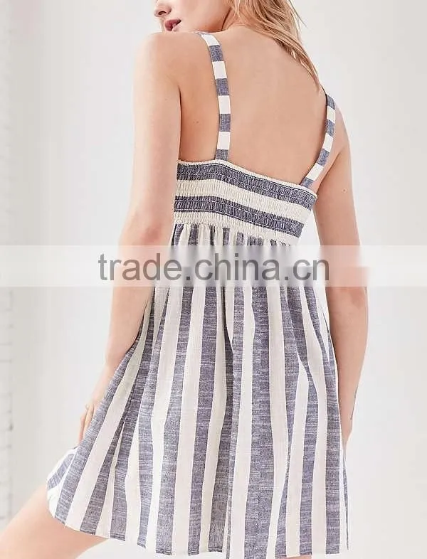 Latest Fashion Party Wear Tie Front Striped Mini Dress For Girls Names With Pictures HSd5081